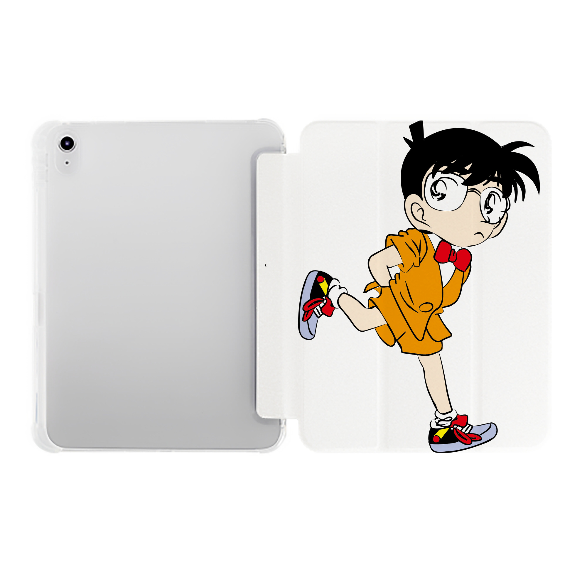 （画像用） 名探偵コナン 江戸川 コナン Detective Conan Conan Edogawa IPad ケース ペン収納付き 三つ折りスタンド PUレザー×シリコン 対応機種9.5/10.5/10.9インチ